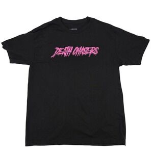 Death Chasers‎ T Shirt Mens Large Black Pink Foil Graphic Moto Streetwear USA